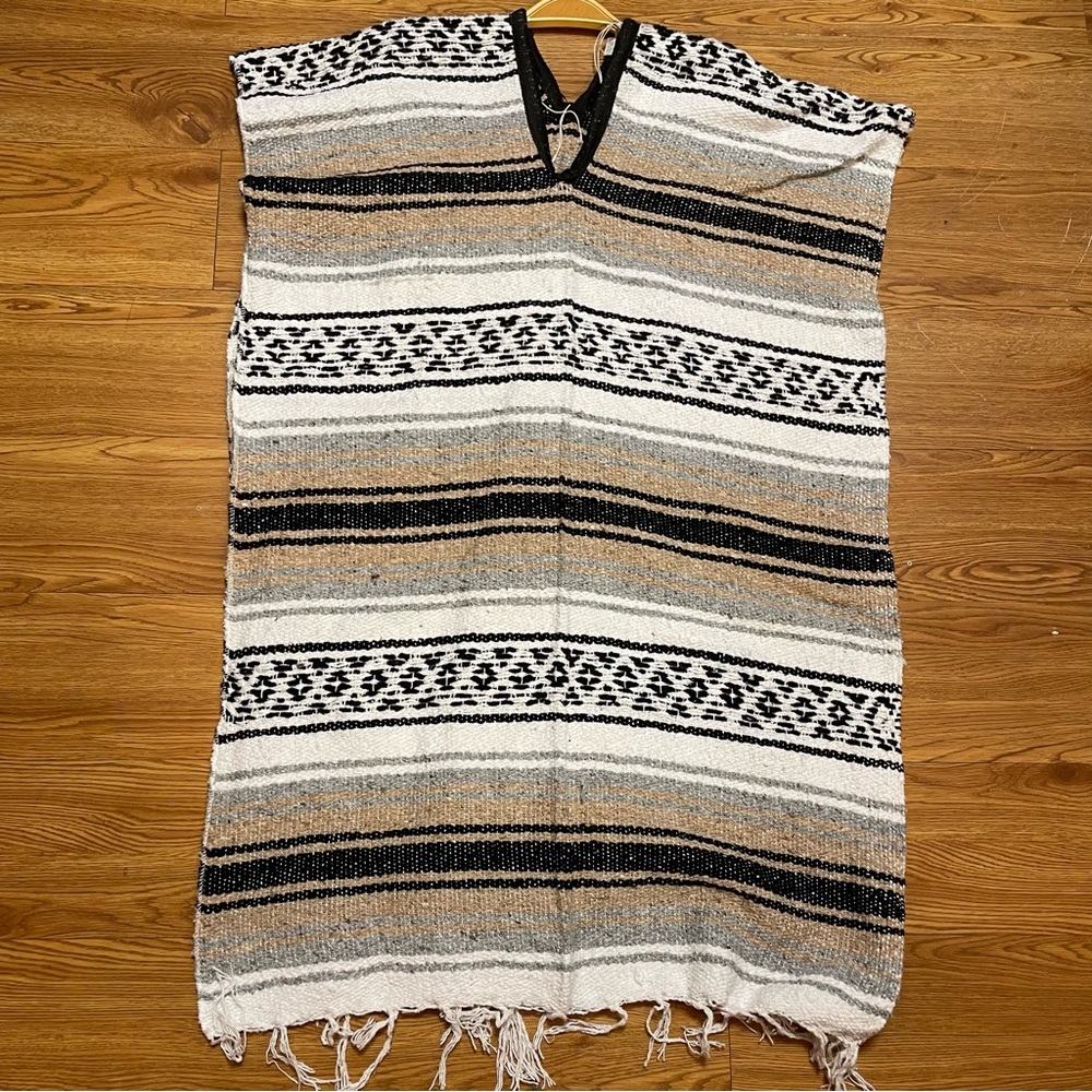 Mexican Falsa Blanket PONCHO Vest Deadhead / Hippie / Camping / Beach Unisex